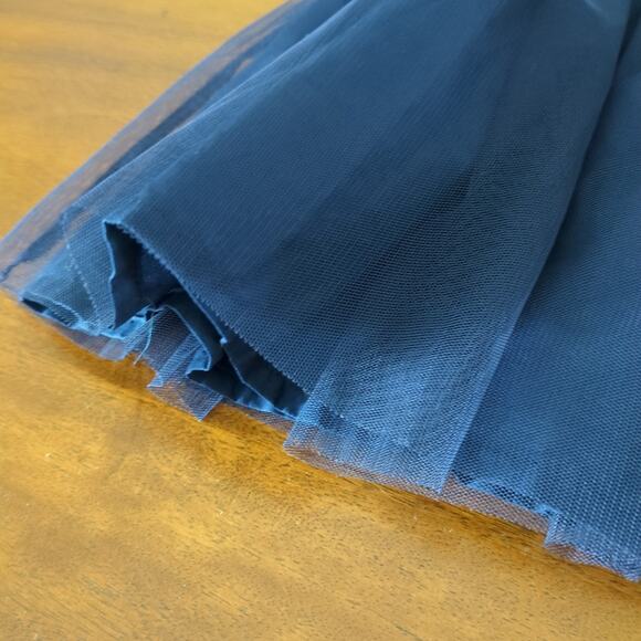 Toddler Girls' Chambray Sleeveless Tulle Dress - Blue 2T NEW - Picture 3 of 7